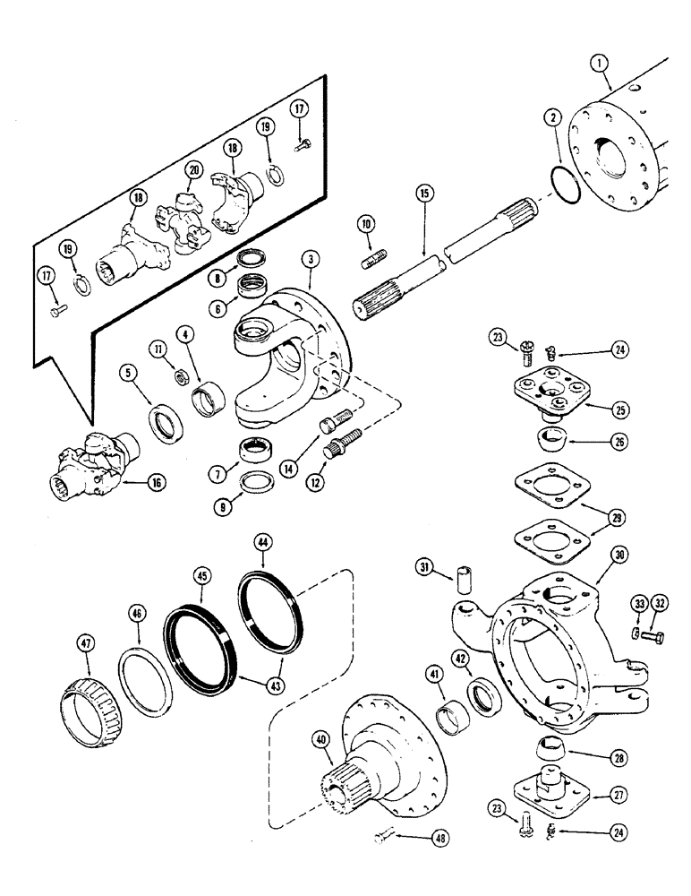 Схема запчастей Case IH 2470 - (252) - REAR AXLE, TRUNNION AND WHEEL SPINDLE, STEERING REAR, AXLE SERIAL NO. 10110612 AND AFTER (06) - POWER TRAIN