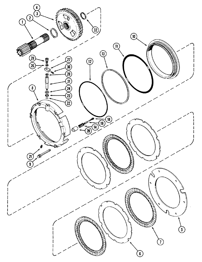 Схема запчастей Case IH 2394 - (6-056) - DIFFERENTIAL, SHAFT AND BRAKE MECHANISM, PRIOR TO TRANSMISSION SERIAL NO. 16260432 (06) - POWER TRAIN