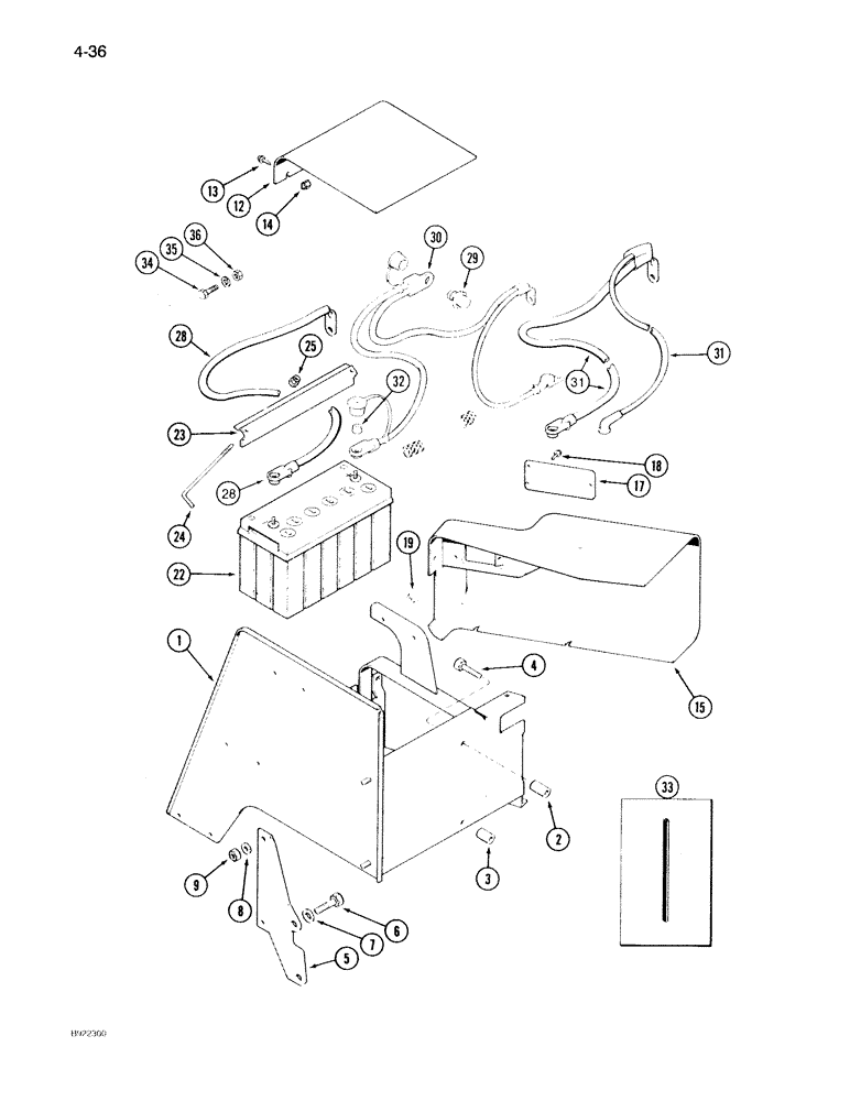 Схема запчастей Case IH 7140 - (4-036) - BATTERY, BATTERY BOX AND CABLES, STUD TYPE CABLES (04) - ELECTRICAL SYSTEMS