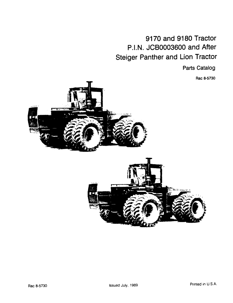Схема запчастей Case IH 9170 - (1-01) - 9170 AND 9180 TRACTOR (00) - PICTORIAL INDEX