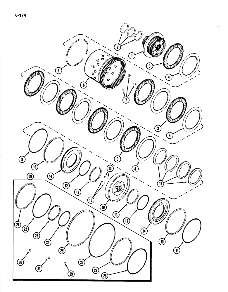 Схема запчастей Case IH 4894 - (6-174) - TRANSMISSION (C2) AND (C3) CLUTCH (06) - POWER TRAIN