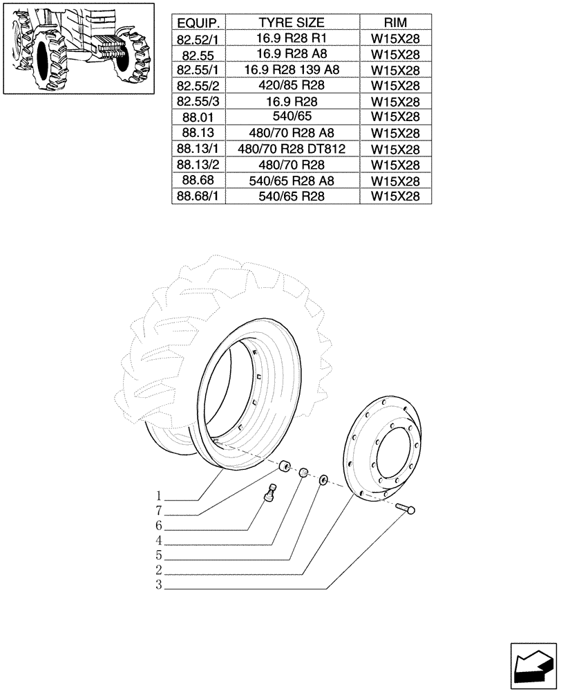 Схема запчастей Case IH PUMA 195 - (82.00[02]) - 4WD DRIVING WHEELS (11) - WHEELS/TRACKS