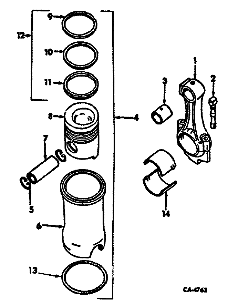 Схема запчастей Case IH D-239 - (D-05) - CONNECTING RODS, PISTONS AND SLEEVES, THREE RING PISTONS 