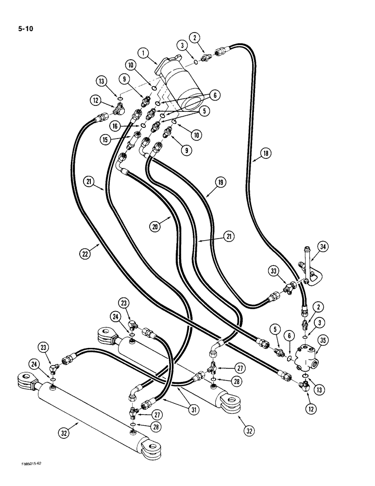 Схема запчастей Case IH 9190 - (5-10) - SYSTEM HYDRAULICS, PRIOR TO P.I.N. 1790315 (05) - STEERING