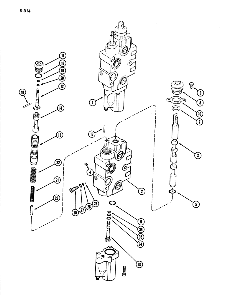 Схема запчастей Case IH 4894 - (8-314) - REMOTE VALVE BODY ASSEMBLY,TWO CIRCUIT AND ADD ON FOR THIRD AND FOURTH CIRCUIT WITHOUT LOAD CHECK (08) - HYDRAULICS