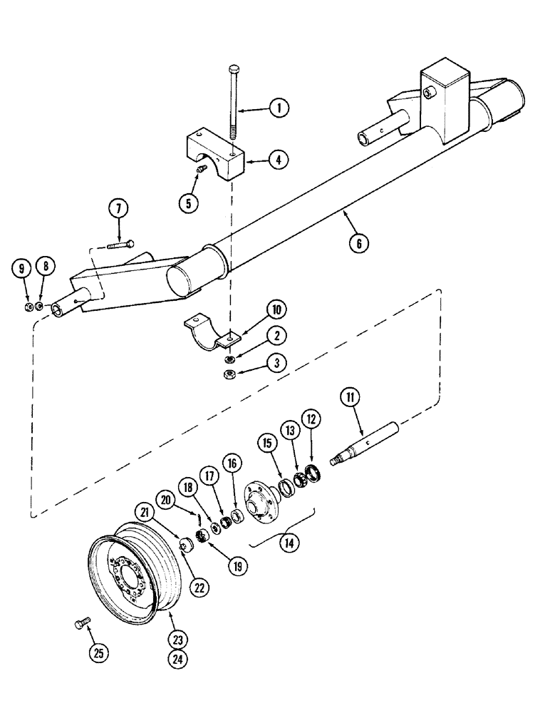 Схема запчастей Case IH RP - (016) - AXLE AND WHEEL, 12 TO 20 FOOT (3.7 TO 6.1 M) CUT 