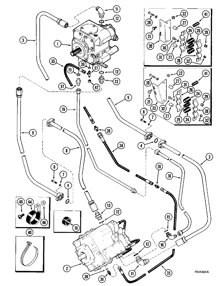 Схема запчастей Case IH 1680 - (6-12) - HYDROSTATIC PUMP AND MOTOR SYSTEM, TWO SPEED (03) - POWER TRAIN