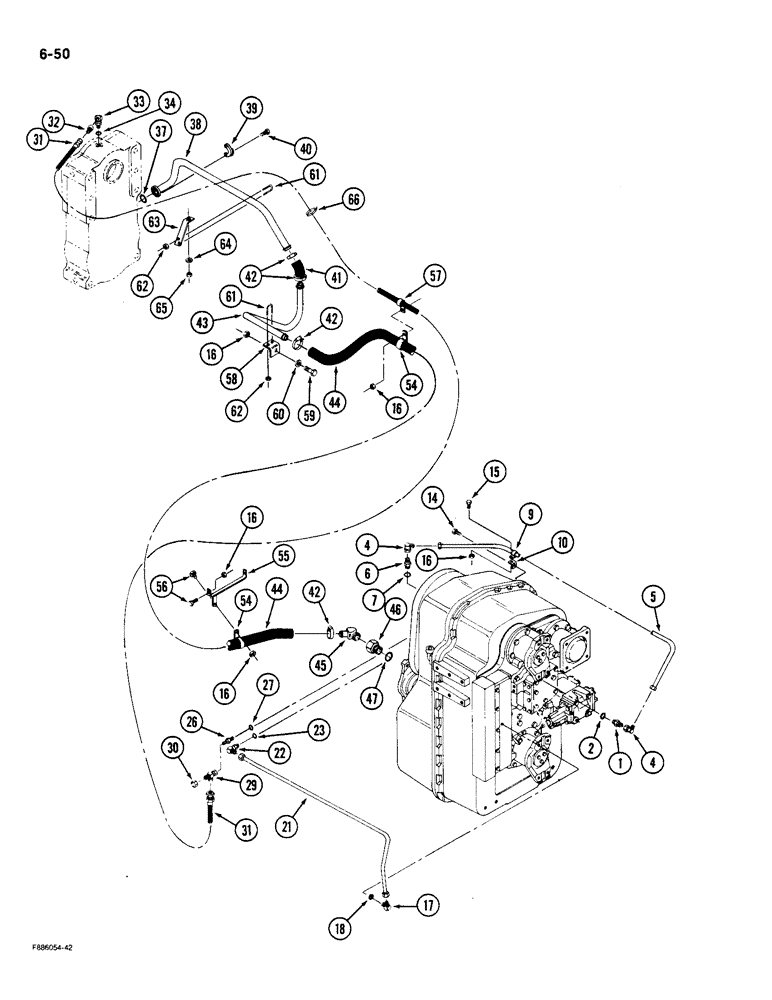 Схема запчастей Case IH 9180 - (6-50) - TRANSMISSION LUBE TRANSMISSION TO PTO TRANSFER CASE (IF EQUIPPED) (06) - POWER TRAIN