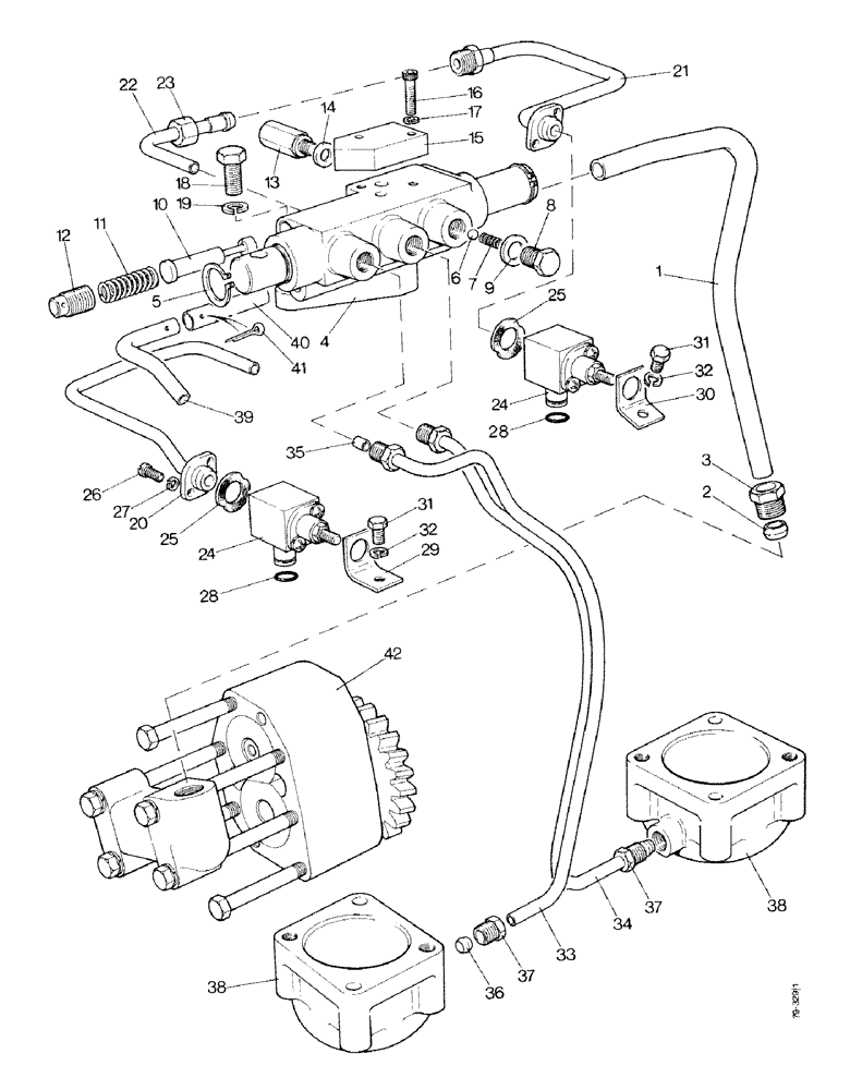 Схема запчастей Case IH 1490 - (D08-1) - CONTROL VALVES AND PIPES, POWER SHIFT (03) - POWER TRAIN