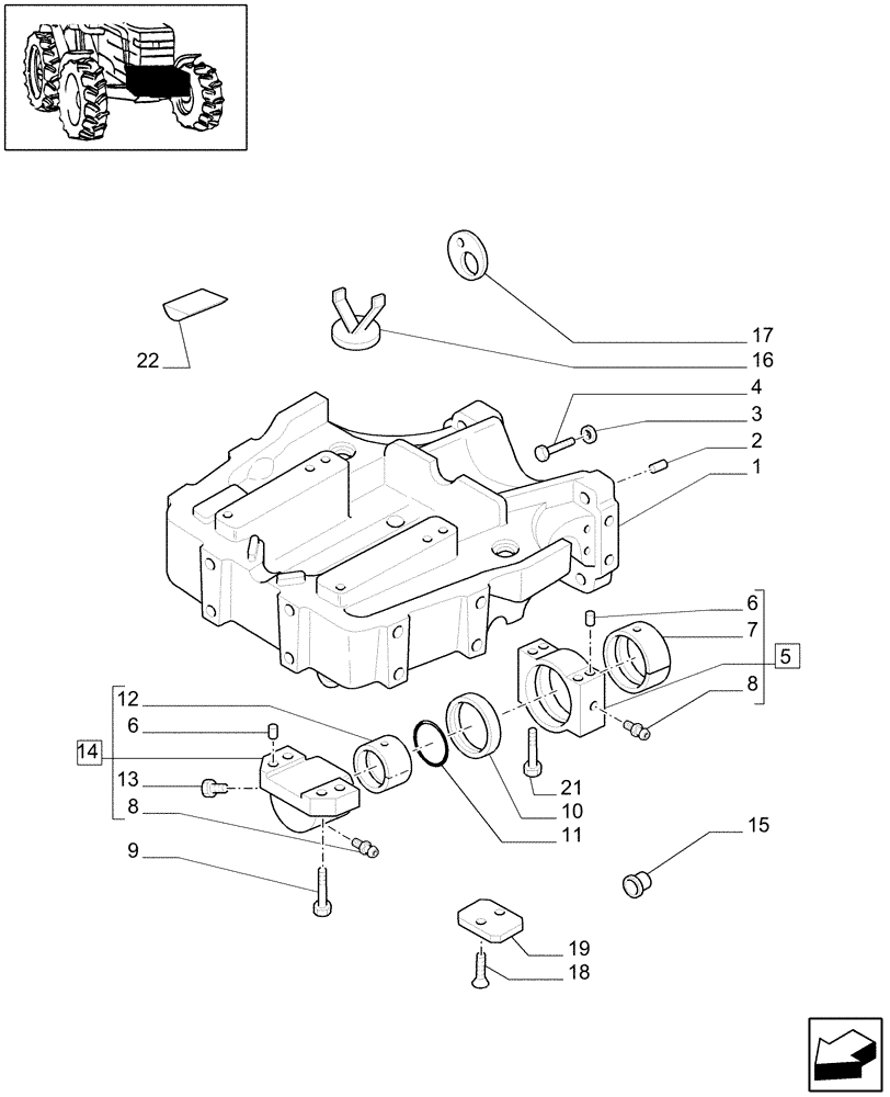 Схема запчастей Case IH JX1070C - (1.21.1/01) - 4WD SUPPORT (03) - TRANSMISSION