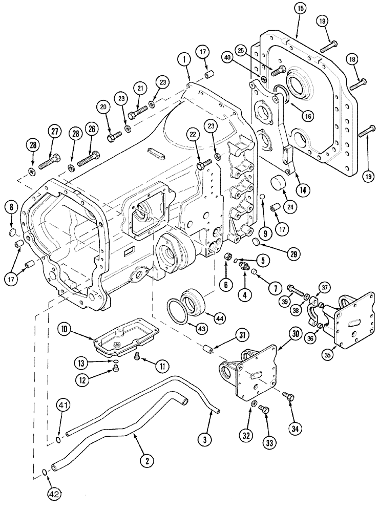 Схема запчастей Case IH MX110 - (06-01) - TRANSMISSION - HOUSING AND BEARING CARRIER (06) - POWER TRAIN