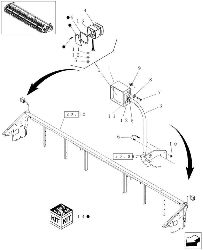 Схема запчастей Case IH 2020 - (20.06.10) - LIGHTS (55) - ELECTRICAL SYSTEMS