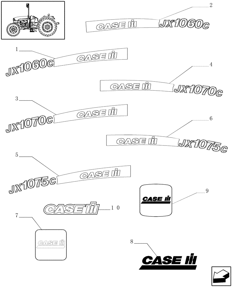 Схема запчастей Case IH JX1060C - (1.98.2) - MODEL IDENTIFICATION DECALS (13) - DECALS