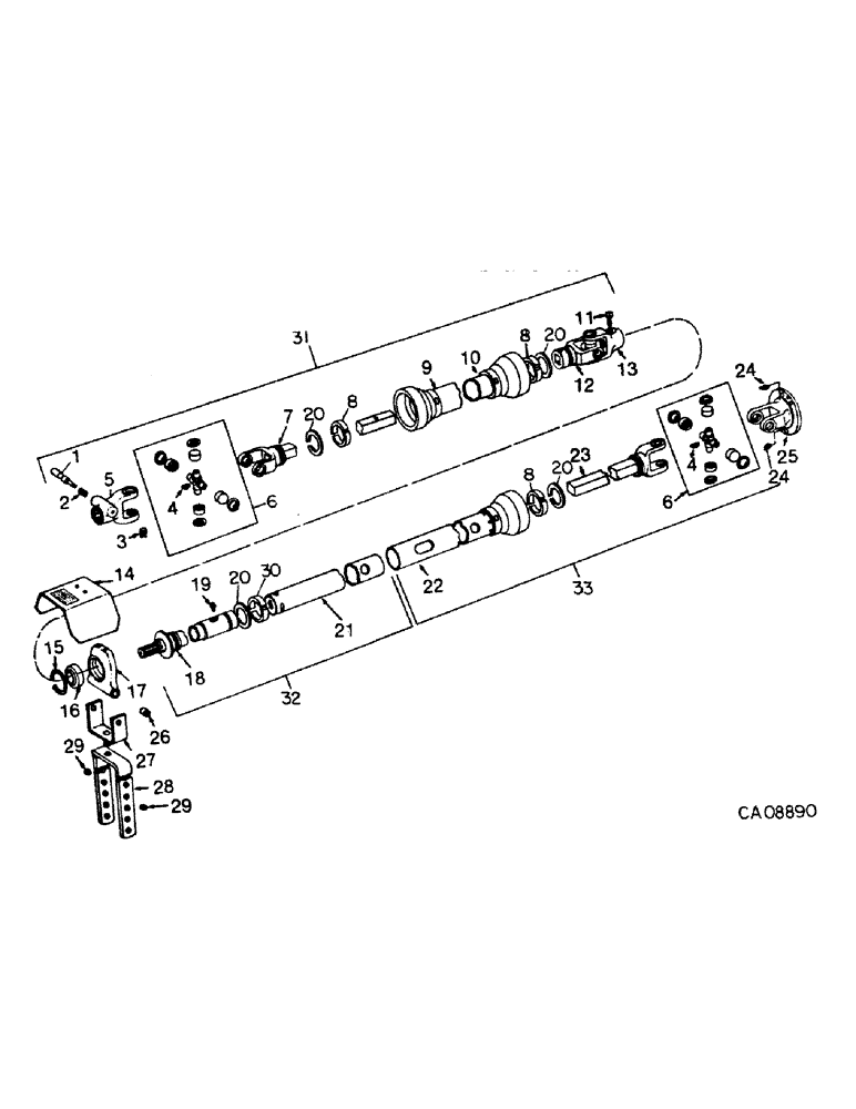 Схема запчастей Case IH 445 - (A-53) - POWER TAKE-OFF DRIVE SHAFTS, THREE KNUCKLE, WEASLER, 445, 428 AND 435 HEAVY DUTY 