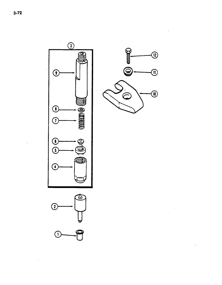 Схема запчастей Case IH 782 - (3-72) - INJECTION NOZZLE HOLDER AND NOZZLE, D358 DIESEL ENGINE (02) - FUEL SYSTEM