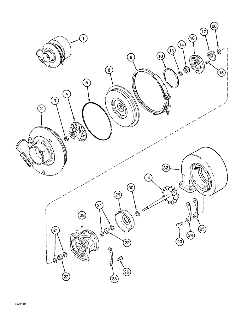 Схема запчастей Case IH 2022 - (2-36) - TURBOCHARGER ASSEMBLY, 6TA-590 ENGINE (01) - ENGINE