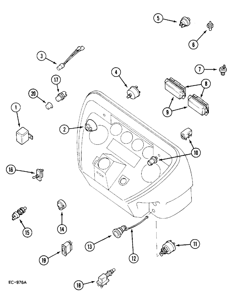 Схема запчастей Case IH 248 - (4-228) - ELECTRICAL SWITCHES AND FUSES (04) - ELECTRICAL SYSTEMS