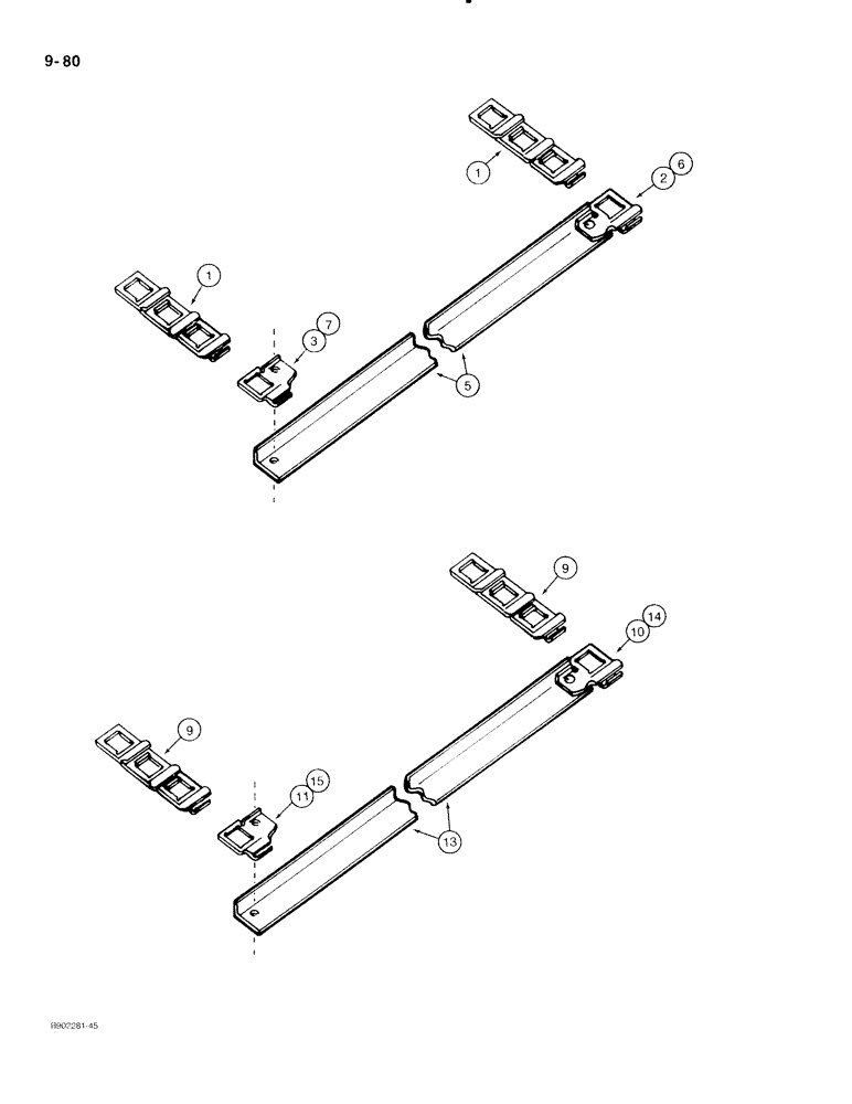 Схема запчастей Case IH 530 - (9-080) - APRON CHAIN, STEEL DETACHABLE TYPE, MODEL 530 ONLY (09) - CHASSIS/ATTACHMENTS