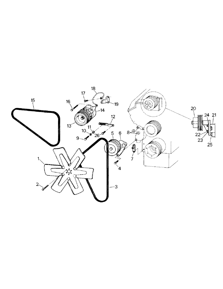 Схема запчастей Case IH RC210 - (04-02) - ALTERNATOR AND FAN MOUNTING (04) - Drive Train