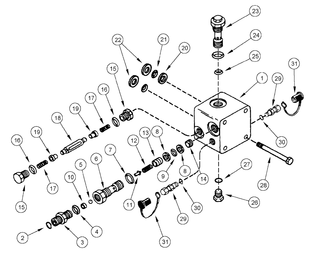 Схема запчастей Case IH 620 - (06-13) - MOTOR ASSY - HDYROSTATIC (RELIEF VALVE BLOCK) (03) - POWER TRAIN