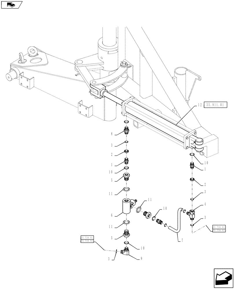 Схема запчастей Case IH 610 - (35.736.03) - BOOM FOLD CYLINDER RELIEF PACKAGE (35) - HYDRAULIC SYSTEMS