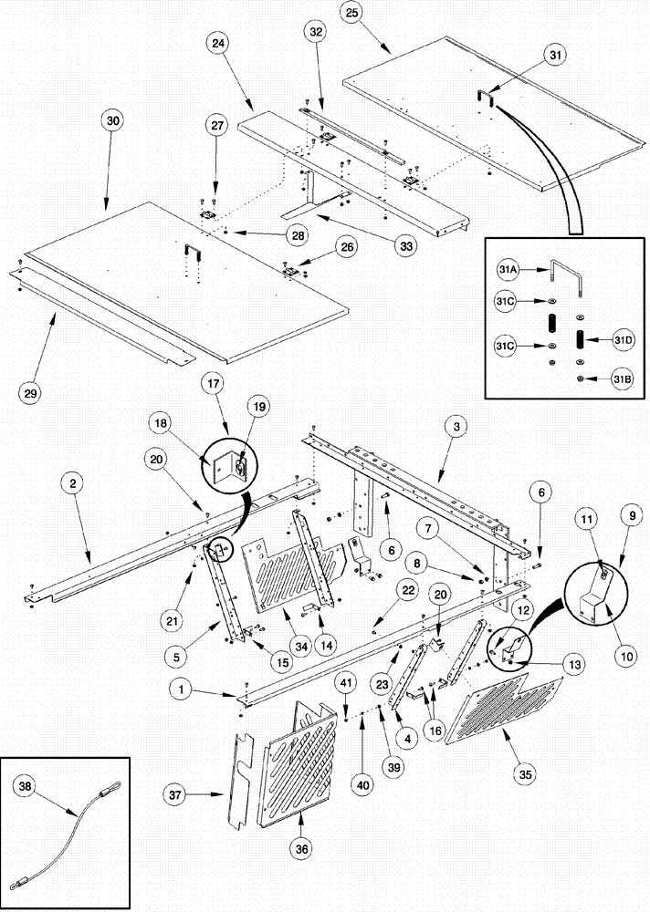 Схема запчастей Case IH 620 - (09F-02) - FRONT DECK - ACCESS DOORS AND FAN SHIELDS (12) - CHASSIS