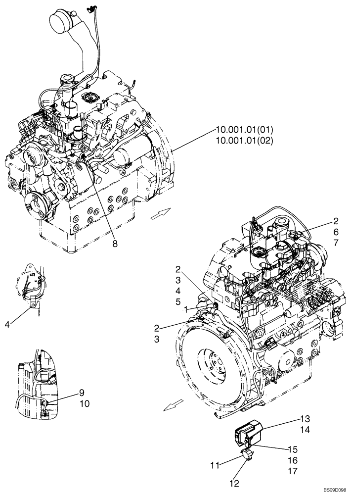 Схема запчастей Case IH SR150 - (55.100.01[01]) - ELECTRIC - ENGINE (55) - ELECTRICAL SYSTEMS