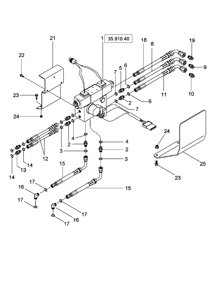 Схема запчастей Case IH 625 - (35.910.39) - ROW GUIDANCE HYDRAULICS AND SENSORS, IF EQUIPPED (35) - HYDRAULIC SYSTEMS