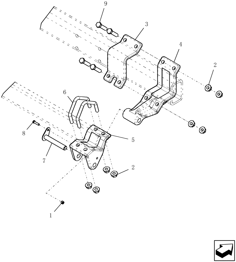 Схема запчастей Case IH 30 - (39.100.05) - SUBBAR HINGE ASSEMBLY (39) - FRAMES AND BALLASTING