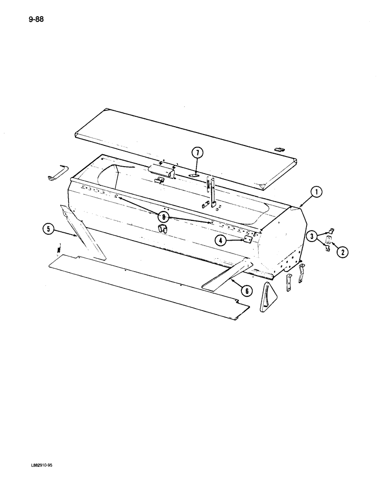 Схема запчастей Case IH 6200 - (9-088) - GRAIN AND FERTILIZER HOPPER (09) - CHASSIS/ATTACHMENTS