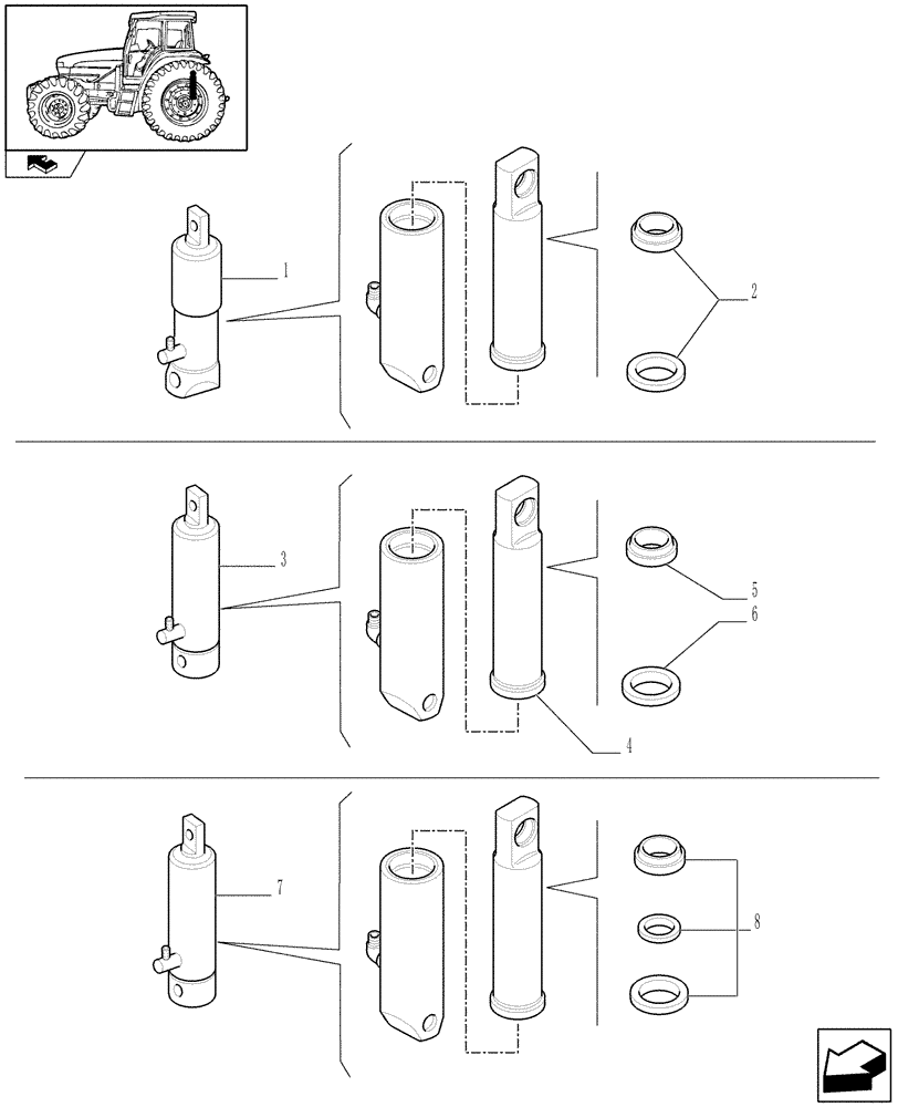 Схема запчастей Case IH FARMALL 95U - (1.82.8/01A) - ADDITIONAL JACK - BREAKDOWN (07) - HYDRAULIC SYSTEM