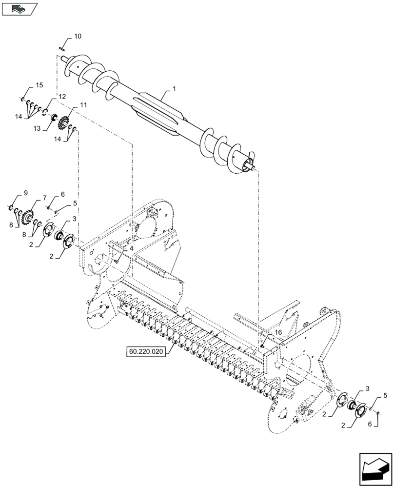 Схема запчастей Case IH LB324R - (60.220.100) - FEED ROLLER - C084 (60) - PRODUCT FEEDING