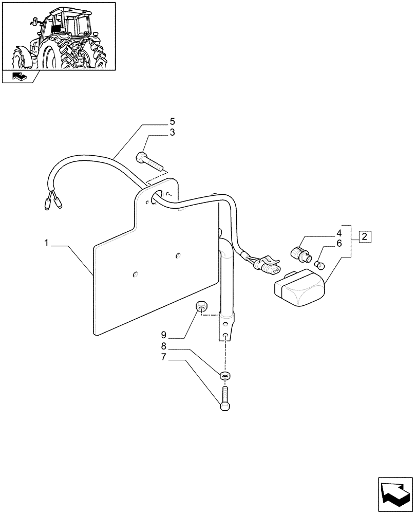 Схема запчастей Case IH MAXXUM 120 - (1.75.6/02) - LICENSE PLATE MOUNTED ON MUDGUARD (VAR.330958-333958) (06) - ELECTRICAL SYSTEMS