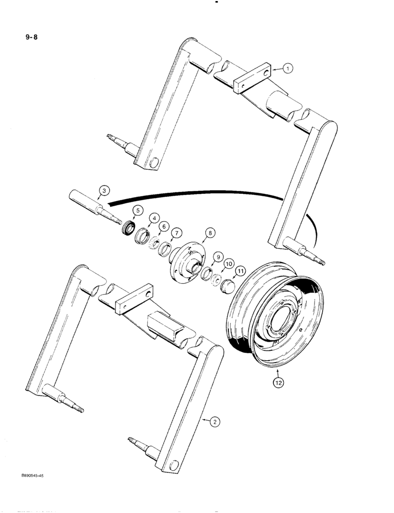 Схема запчастей Case IH 350 - (9-08) - TRANSPORT LIFT AXLES, 4 BOLT PATTERN HUB (09) - CHASSIS/ATTACHMENTS