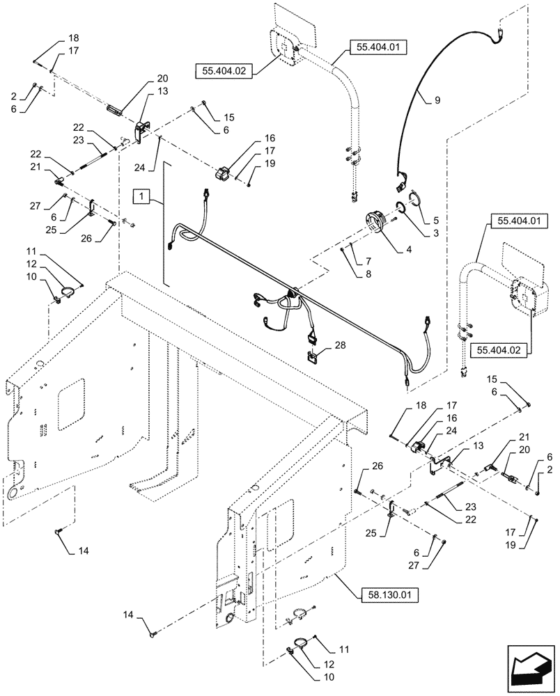 Схема запчастей Case IH 3016 - (55.100.01) - ELECTRIC WIRING & LIGHTING (55) - ELECTRICAL SYSTEMS