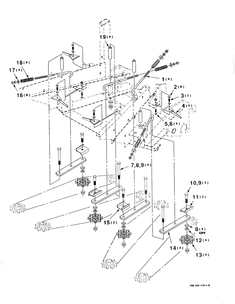 Схема запчастей Case IH 8750 - (3-16) - GATHERING CHAIN TENSIONER ASSEMBLY, 38 INCH ROW (58) - ATTACHMENTS/HEADERS