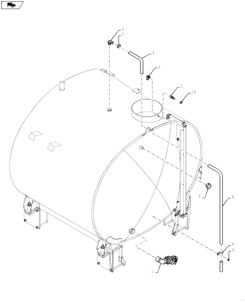 Схема запчастей Case IH 4420 - (09-084) - 1200 GALLON TANK, FRONT PLUMBING Liquid Plumbing