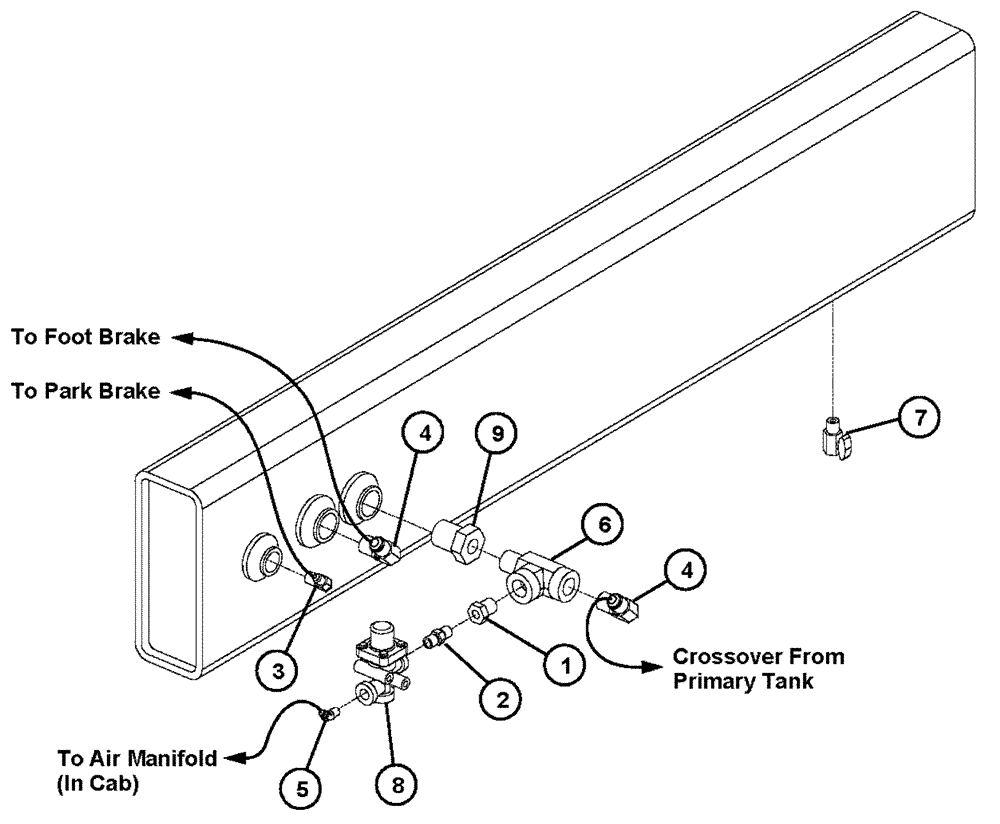 Схема запчастей Case IH 4330 - (07-008) - SECONDARY AIR TANK GROUP Pneumatics