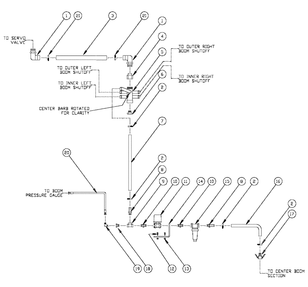 Схема запчастей Case IH SPX2130 - (09-004) - 60, 5 BOOM SHUT OFF, CENTER BOOM Liquid Plumbing