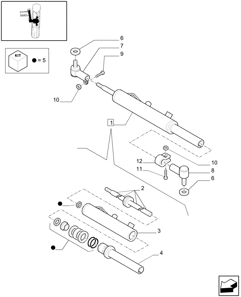 Схема запчастей Case IH MXU110 - (1.41.0/03[03]) - (VAR.417) 2WD HEAVY DUTY FRONT AXLE - HYDRAULIC STEERING CYLINDER - BSN 216506 (04) - FRONT AXLE & STEERING