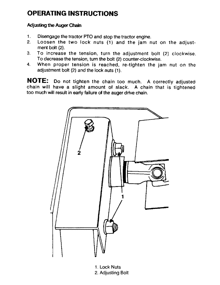 Схема запчастей Case IH ST54 - (23) - OPERATING INSTRUCTIONS, CONTINUED, ADJUSTING THE AUGER CHAIN 