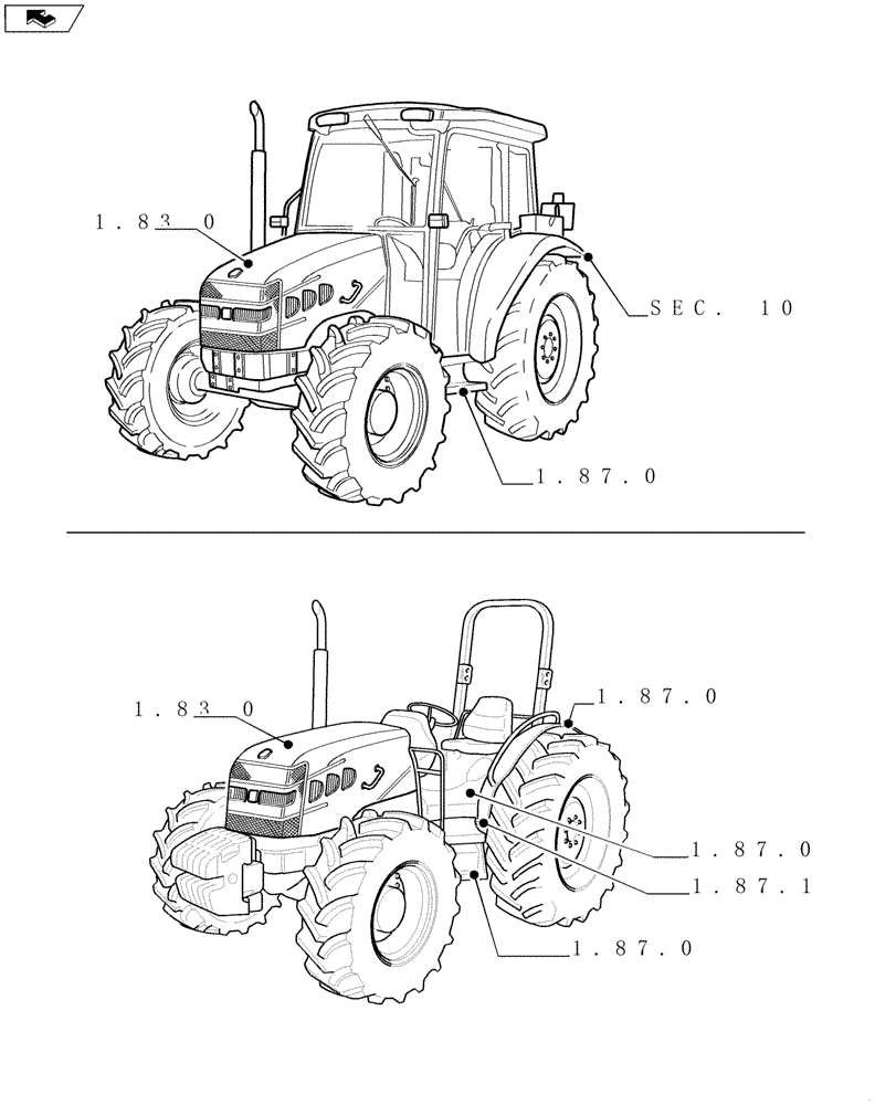 Схема запчастей Case IH FARMALL 85U - (SEC. 08) - SHEET METAL (00) - GENERAL