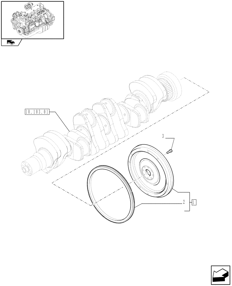 Схема запчастей Case IH F4HE9684J J100 - (10.103.02) - FLYWHEEL - ENGINE (2853681) 