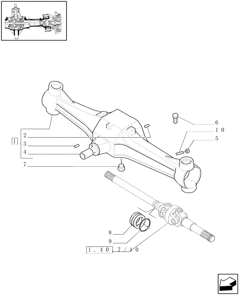 Схема запчастей Case IH JX90 - (1.40. 7/01) - (VAR.539) CLASS 2 FRONT AXLE WITH 2ND STEERING CYLYNDER & LIMITED SLIP (3OKM/H) - BOX (04) - FRONT AXLE & STEERING