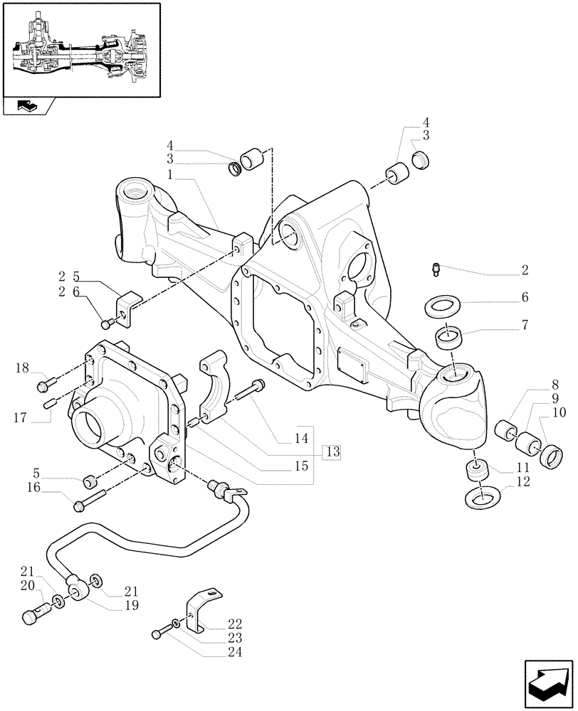 Схема запчастей Case IH FARMALL 75N - (1.40.1/01) - STANDARD FRONT AXLE WITH ELECTROHYDR. DIFF. LOCK LESS FRONT BRAKES (40 KM/H) - BOX (04) - FRONT AXLE & STEERING