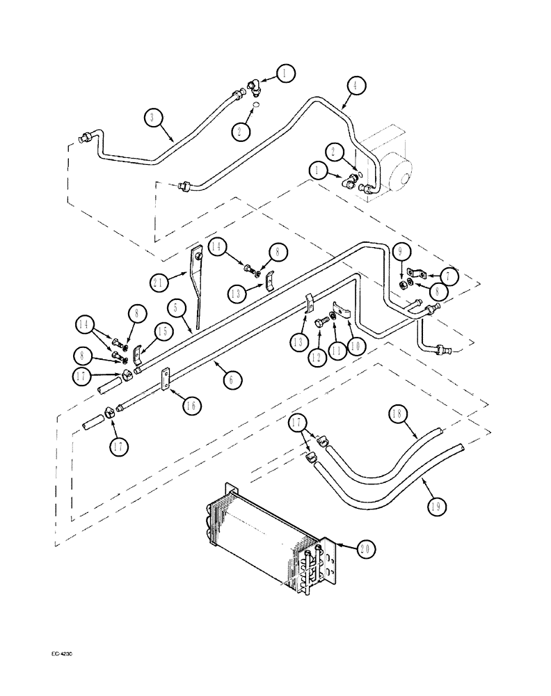 Схема запчастей Case IH 4240 - (8-04) - OIL COOLER SYSTEM, TRACTOR WITHOUT CAB (08) - HYDRAULICS