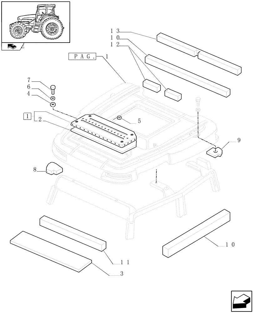 Схема запчастей Case IH FARMALL 105U - (1.94.0[02A]) - CAB WITH ESCAPE HATCH - HATCH - W/CAB - D6500 (10) - OPERATORS PLATFORM/CAB