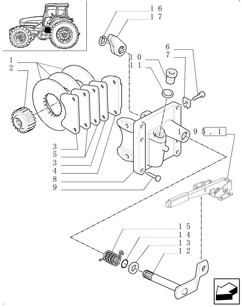 Схема запчастей Case IH MXM155 - (1.65.5[01]) - PARKING BRAKE - C4806 (05) - REAR AXLE