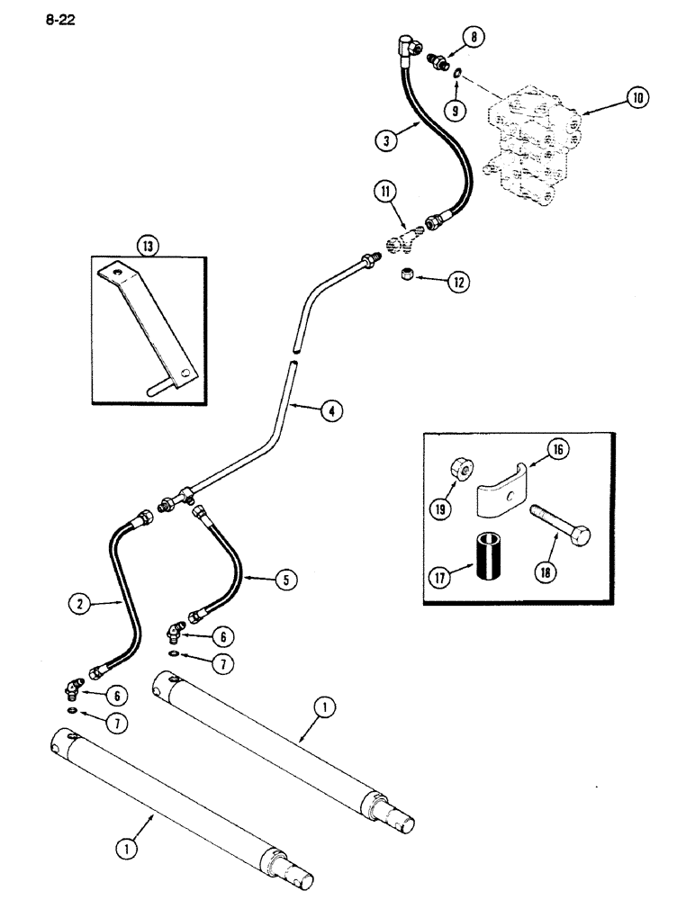 Схема запчастей Case IH 1620 - (8-022) - HEADER LIFT CYLINDER CIRCUIT (07) - HYDRAULICS