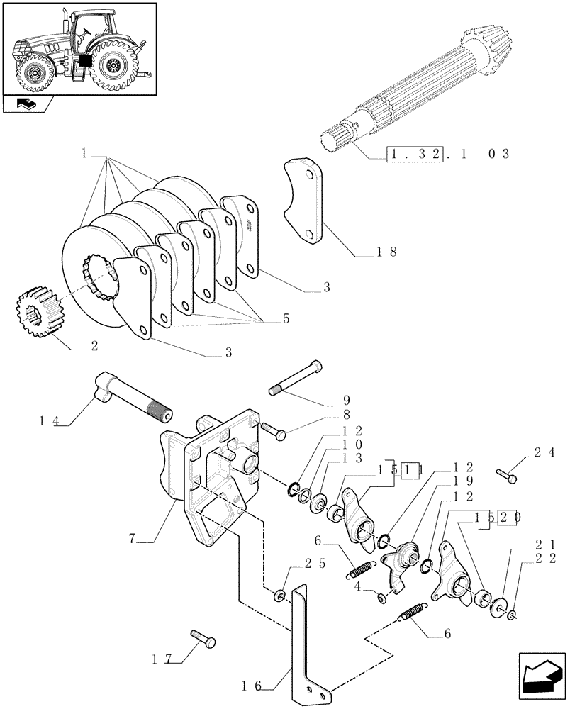 Схема запчастей Case IH PUMA 140 - (1.65.5/01[01]) - ELECTRONIC PARK LOCK - PARKING BRAKE - C6834 (VAR.330083-331083) (05) - REAR AXLE